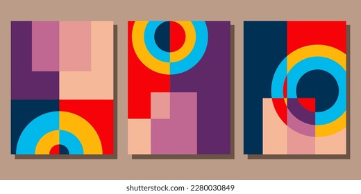 Abstract Bauhaus geometric pattern background vector circle