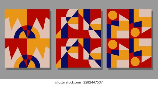 Abstract Bauhaus geometric pattern background vector circle
