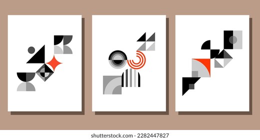 Abstract Bauhaus geometric pattern background vector circle