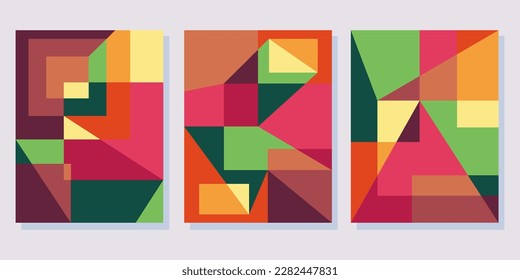 Abstract Bauhaus geometric pattern background vector circle