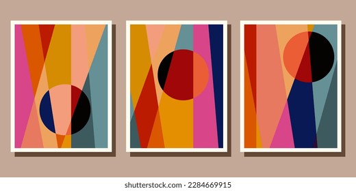 Abstract Bauhaus geometric pattern background vector circle