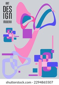Abstract Bauhaus geometric pattern background, vector circle, triangle and square lines art design. Universal abstract layouts. Applicable for notebooks, planners, brochures, books, catalogs etc.

