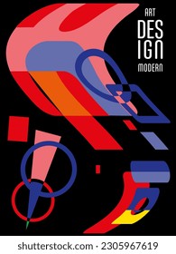 Abstract Bauhaus geometric pattern background, vector circle, triangle and square lines art design. Universal abstract layouts. Applicable for notebooks, planners, brochures, books, catalogs etc.