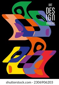 Abstract Bauhaus geometric pattern background, vector circle, triangle and square lines art design. Universal abstract layouts. Applicable for notebooks, planners, brochures, books, catalogs etc.