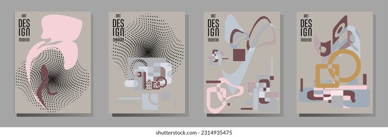 Abstract Bauhaus geometric pattern background, vector circle, triangle and square lines art design. Universal abstract layouts. Applicable for notebooks, planners, brochures, books, catalogs etc.
