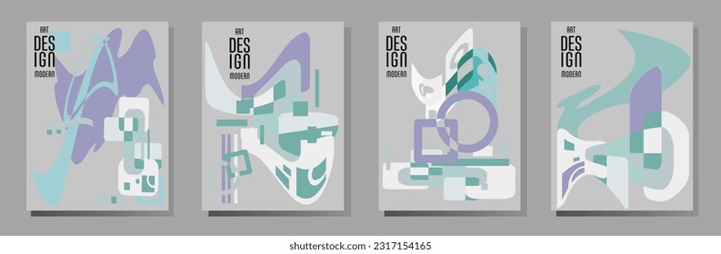 Abstract Bauhaus geometric pattern background, vector circle, triangle and square lines art design. Universal abstract layouts. Applicable for notebooks, planners, brochures, books, catalogs etc.