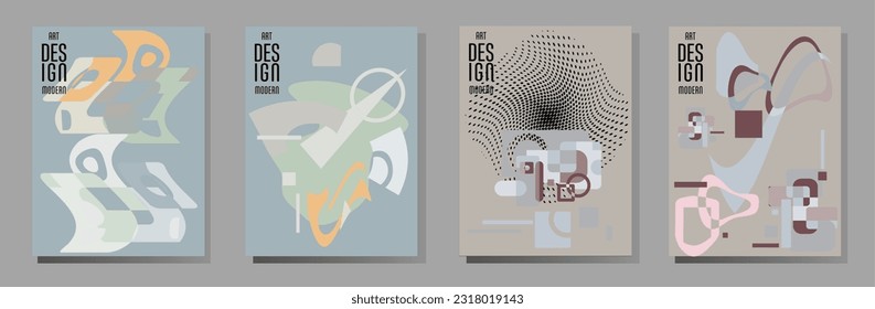 Abstract Bauhaus geometric pattern background, vector circle, triangle and square lines art design. Universal abstract layouts. Applicable for notebooks, planners, brochures, books, catalogs etc.