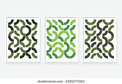 Abstract Bauhaus geometric pattern background, vector circle, green color art design. Bauhaus pattern background