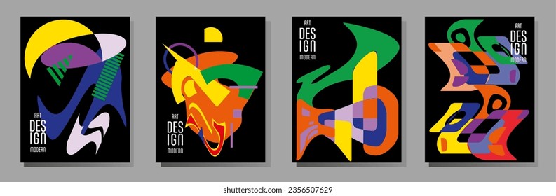 Resumen del fondo de patrón geométrico Bauhaus, círculo vectorial, diseño artístico de triángulo y líneas cuadradas. Diseños abstractos universales. Aplicable a cuadernos, planificadores, folletos, libros, catálogos, etc.