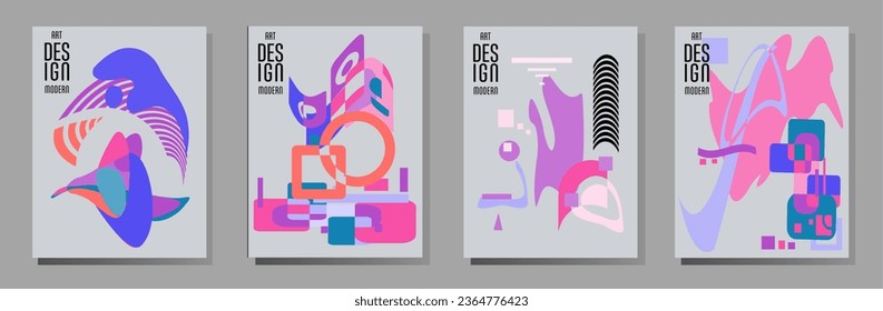 Abstract Bauhaus geometric pattern background, vector circle, triangle and square lines art design. Universal abstract layouts. Applicable for notebooks, planners, brochures, books, catalogs etc.
