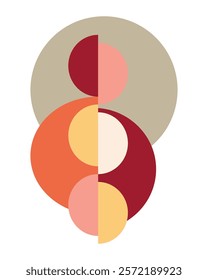 Abstract Bauhaus geometric pattern background, colored circle vector line design.