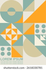 Abstract bauhaus geometric pattern background with copy space for text. Modern geometric pattern poster