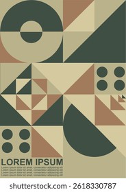 Abstract bauhaus geometric pattern background with copy space for text. Modern geometric pattern poster