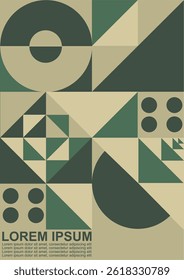 Abstract bauhaus geometric pattern background with copy space for text. Modern geometric pattern poster