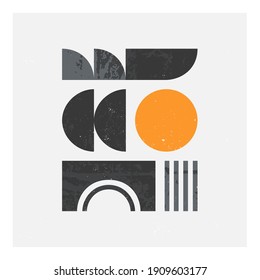 Abstract bauhaus geometric pattern background.Trendy minimalist geometric design with simple shapes and elements.Modern artistic vector illustration.Futuristic wall art decor.