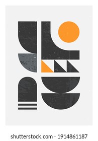 Resumen del fondo del patrón geométrico bauhaus.Diseño geométrico minimalista moderno con formas y elementos sencillos.Ilustración vectorial artística moderna.Decoración de arte mural futurista.