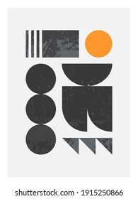 Abstract bauhaus geometric pattern background.Trendy minimalist geometric design with simple shapes and elements.Modern artistic vector illustration.Futuristic wall art decor.