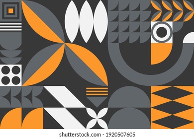 Abstract bauhaus geometric pattern background.Trendy minimalist geometric design with simple shapes and elements.Modern artistic vector illustration.