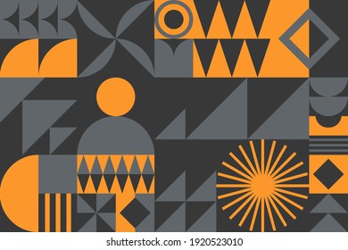 Abstract bauhaus geometric pattern background.Trendy minimalist geometric design with simple shapes and elements.Modern artistic vector illustration.