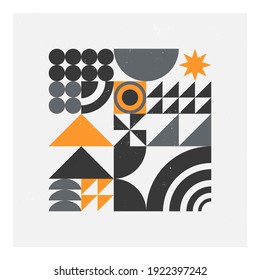 Abstract bauhaus geometric pattern background.Trendy minimalist geometric design with simple shapes and elements.Scandinavian ornament.Modern artistic vector illustration.Futuristic wall art decor.