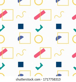 Abstract Bauhaus geometric seamless pattern. Memphis pattern.Seamless geometric vintage background.Vector