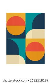 Abstractas bauhaus forma geométrica arte de la pared. Diseño colorido plano bauhaus para la decoración de arte de la pared