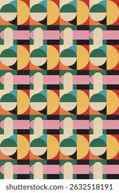 Abstract bauhaus geometric shape wall art. Flat colorful bauhaus design for wall art decoration