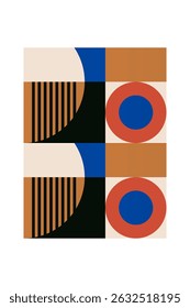 Abstrato bauhaus forma geométrica arte de parede. Projeto bauhaus colorido plano para decoração de arte de parede