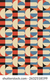 Abstract bauhaus geometric shape wall art. Flat colorful bauhaus design for wall art decoration