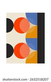 Abstrato bauhaus forma geométrica arte de parede. Projeto bauhaus colorido plano para decoração de arte de parede