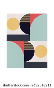 Abstraktes Bauhaus geometrische Form Wandkunst. Flaches buntes Bauhaus-Design für Wandkunst Dekoration