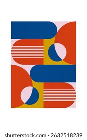 Abstractas bauhaus forma geométrica arte de la pared. Diseño colorido plano bauhaus para la decoración de arte de la pared