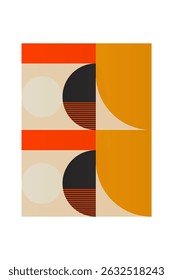 Abstraktes Bauhaus geometrische Form Wandkunst. Flaches buntes Bauhaus-Design für Wandkunst Dekoration