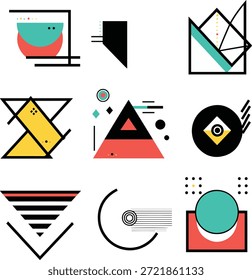 Abstrato Bauhaus formas geométricas padrão. Arte moderna elementos de design mínimo conjunto com várias formas e cores.