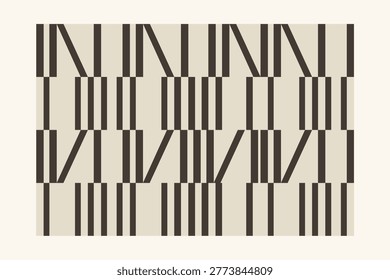 Abstract Bauhaus Inspired Geometric Pattern with Vertical Stripes and Diagonal Lines