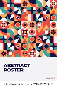 Abstract bauhaus neo geometric pattern poster background vector illustration.Modern minimalist A4A3 poster background. Perfect for banner, background, pattern, etc.