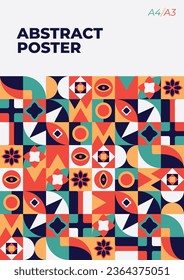 Abstraktes Bauhaus neo geometrische Muster Plakathintergrund Vektorgrafik.Moderner minimalistischer A4A3 Plakathintergrund. Perfekt für Banner, Hintergrund, Muster usw.