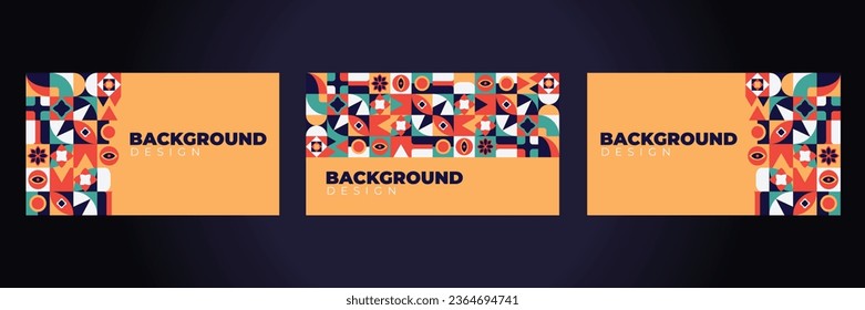 Abstract bauhaus neo geometric pattern background set vector illustration.Modern minimalist banner  set collection. Perfect for banner, background, pattern, etc.