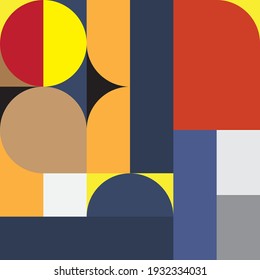 Abstract bauhaus pattern design. Minimal geometric shape. Vector pattern design for web banner, business presentation, branding package, fabric print, wallpaper. Eps 10 vector