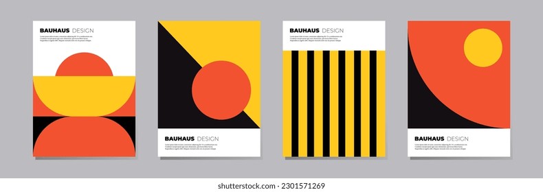 Abstract Bauhaus pattern geometric background. Minimalistic modern posters with geometric shapes.