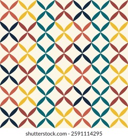 Abstract bauhaus pattern with geometric shapes. Vector seamless colorful pattern
