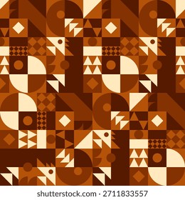 Abstractas patrón Bauhaus. Fondo geométrico de tono naranja cálido. Patrón sin fisuras. Formas triangulares, cuadradas y rectangulares. Texturas de Vector.