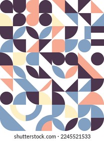 abstract Bauhaus Pattern. geometrical Shapes .Modern geometry figure, shape. Geometric mosaic. Minimal mural texture. Scandinavian, retro wallpaper.