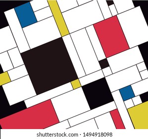 Abstract bauhaus pattern inspired by Mondrian Style. Retro geometric covers design