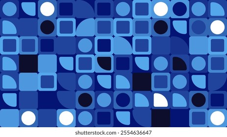 Abstract Bauhaus style background. Blue color design. Vector illustration. Design for background, wallpaper, banner, pattern template.  