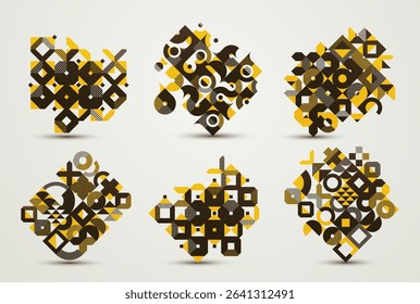 Abstract Bauhaus style graphic design set, vector background with geometric elements pattern, stylish modern geometry motif, wallpaper art collection.