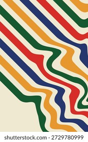 Abstraktes Bauhaus welliger Hintergrund mit Retro bunten geometrischen Linien und modernem minimalistischem Stil der Mitte des Jahrhunderts