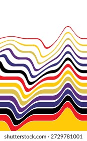Abstraktes Bauhaus welliger Hintergrund mit Retro bunten geometrischen Linien und modernem minimalistischem Stil der Mitte des Jahrhunderts