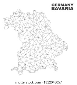 Abstract Bavaria Land map isolated on a white background. Triangular mesh model in black color of Bavaria Land map. Polygonal geographic scheme designed for political illustrations.