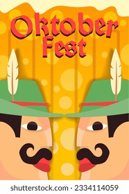 abstrakte bayerische Männer von Angesicht zu Angesicht mit kühnem Text für Poster-Vektorgrafik auf Oktoberfest